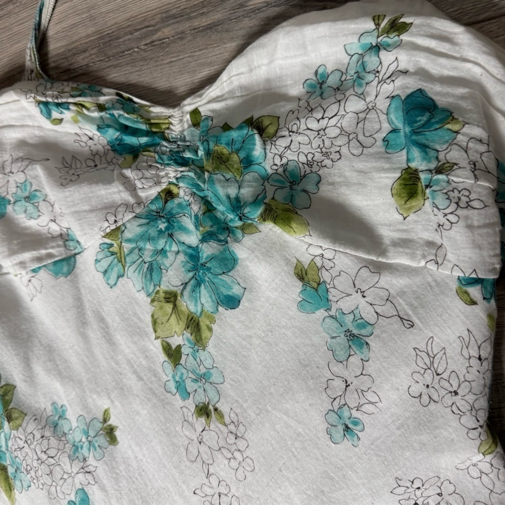 Mariposa dress floral white blue green flowers halter cute milkmaid boho y2k - Picture 7 of 9